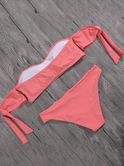 Plain Bandeau Bikini Swimsuit