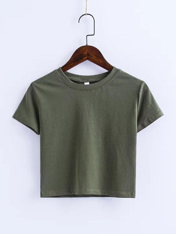 Casual Wrap Solid Sports T-Shirts Tops