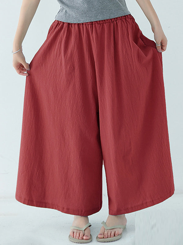Casual 11 Colors  Solid Column Wide Leg Capri-Pants