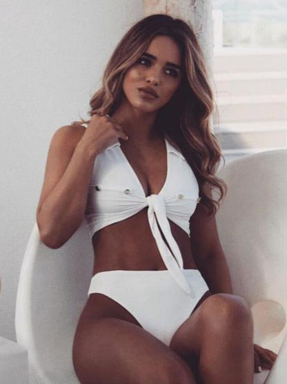 Plain Wire Free Bikinis Swimwear