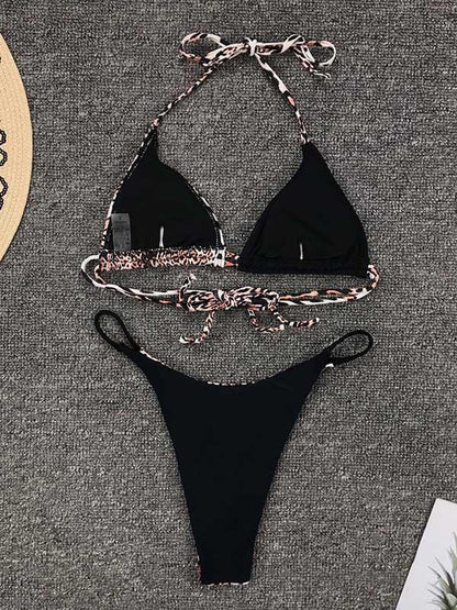 Leopard Contrast Bikini Swimsuit
