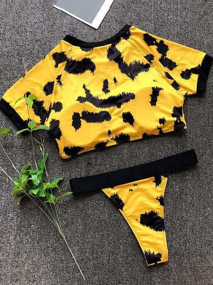 Sport Short Sleeves Bikinis Swimwear