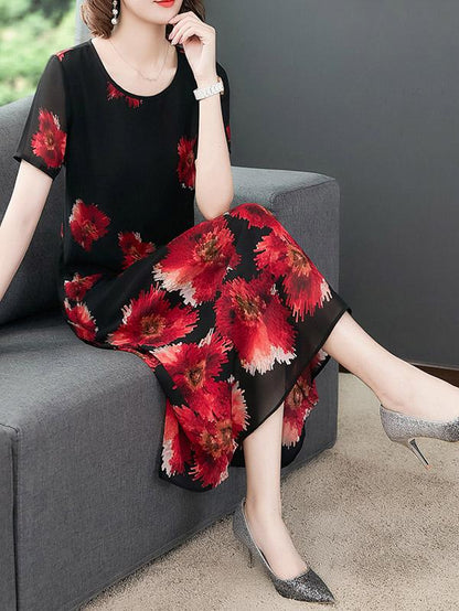 Loose Chiffon Printed Dress