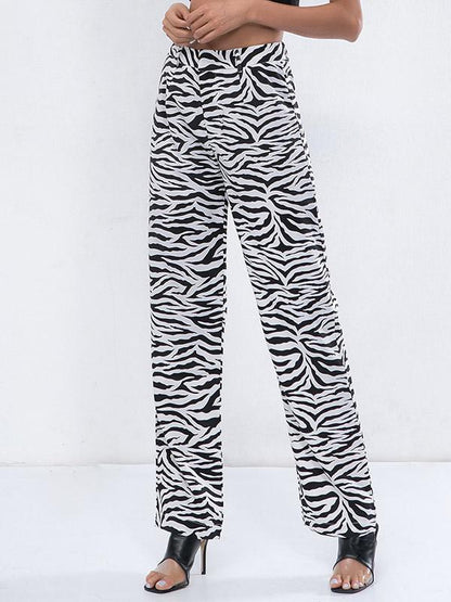 Zebra Stripes High Waist Casual Pants