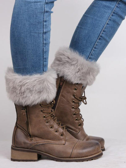 Solid Color Faux Fur Ankle Socks