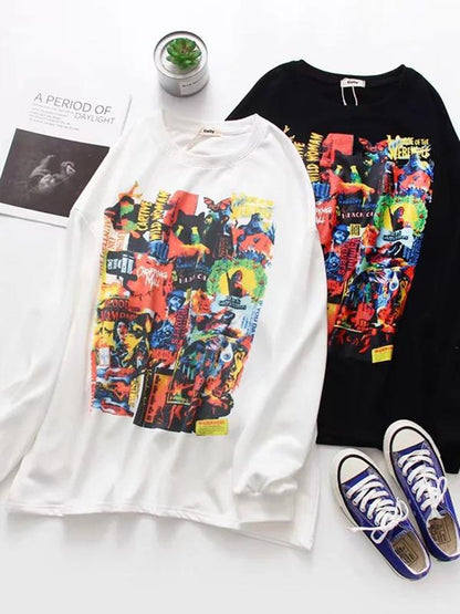 Loose Colorful Painting Graffiti Sweatshirt