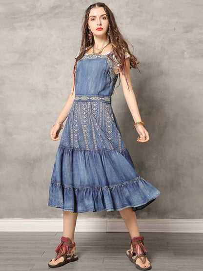 Original Vintage Embroidery Falbala Dress
