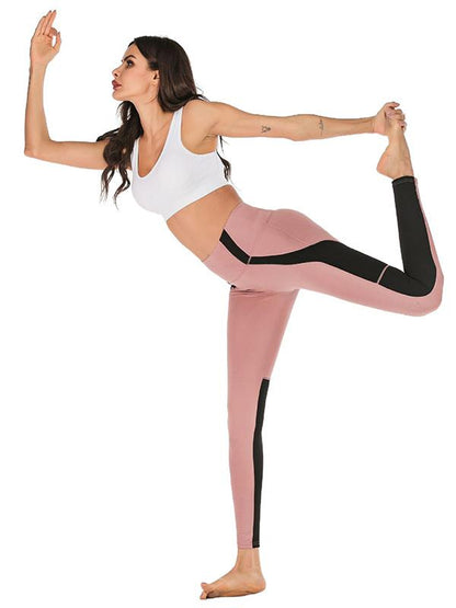 High Waist Color Stiching Workout Leggings