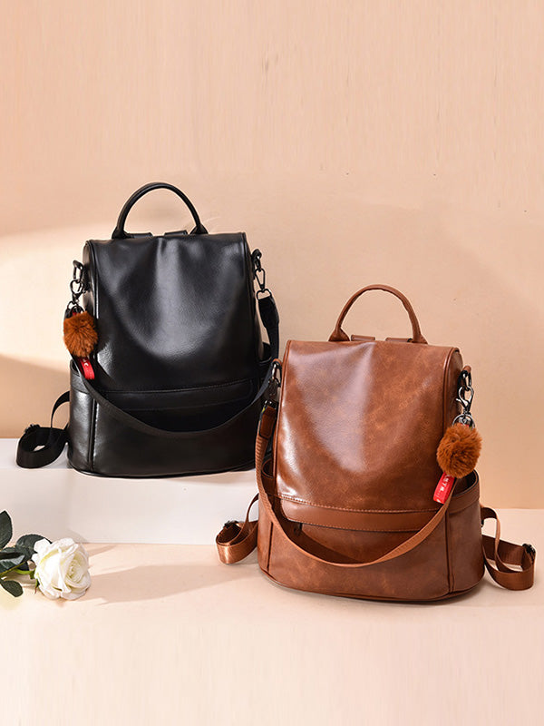 Original Solid Color PU Backpack