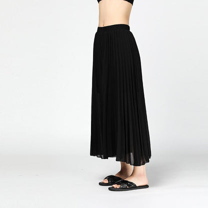 Chiffon Pleated  Ankle Length Wide-Leg Pants