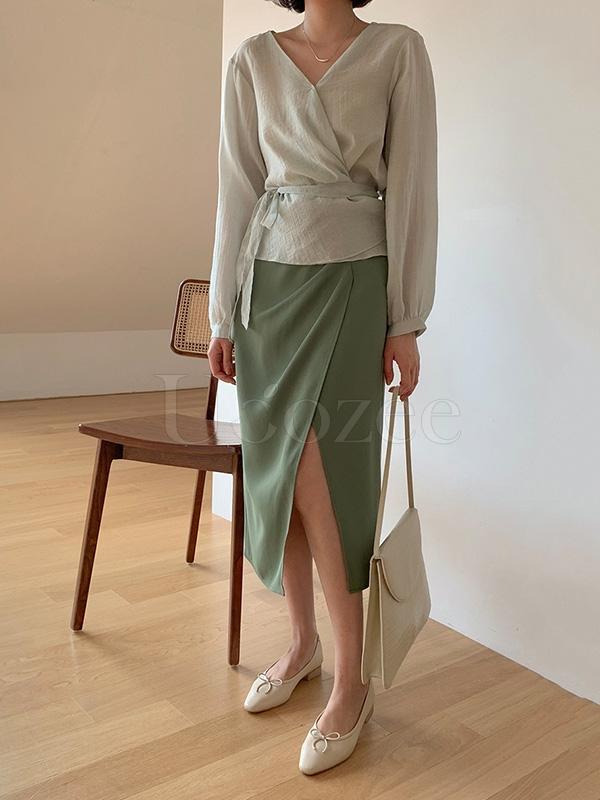 Casual Chiffon Split-front Skirt