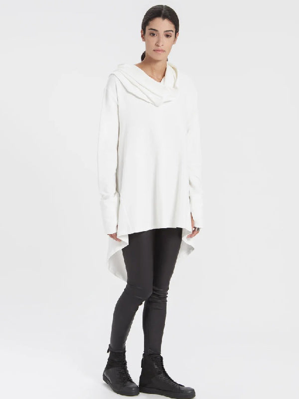 Simple Loose Solid Color High-Low Long Sleeves Hoodies