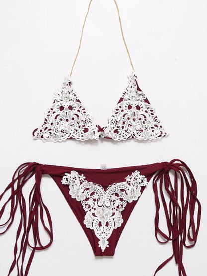 Rhinestone Decorated Bilinis Swimwear