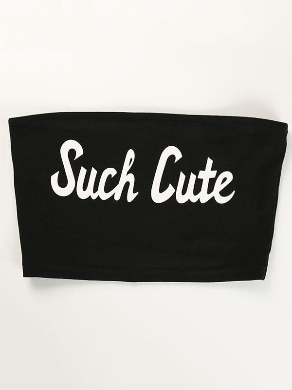 Street Casual Hip-Hop Letter Printed Strapless Tank