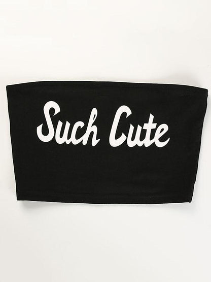 Street Casual Hip-Hop Letter Printed Strapless Tank
