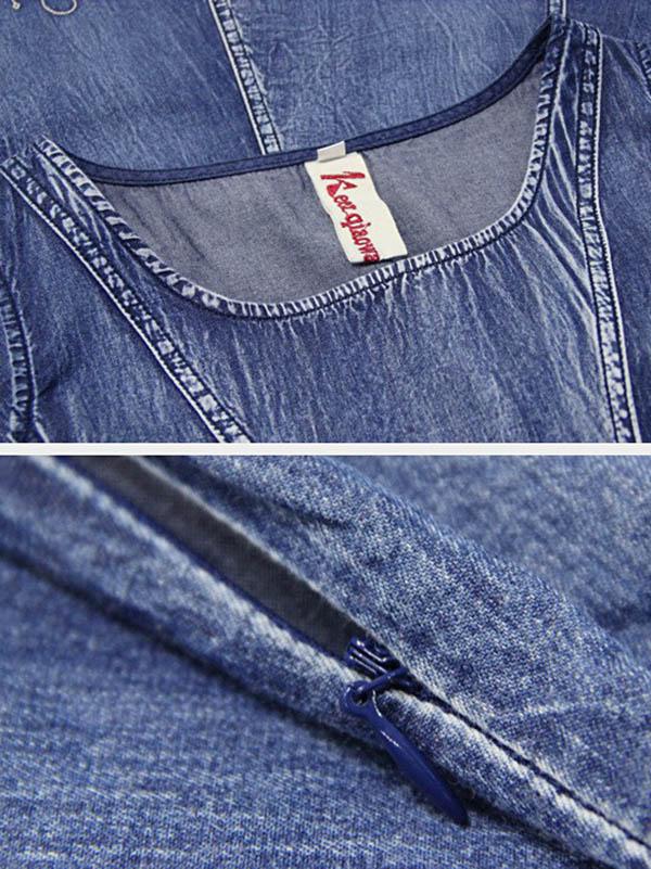 2019 Summer New Vintage Embroidery Denim Dress