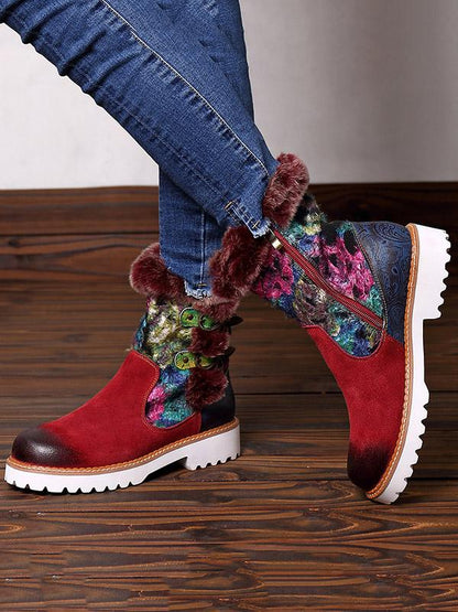 Bohemia Vintage Warm Leather Booties