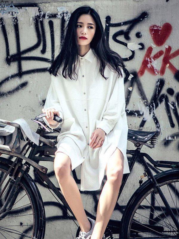 Loose Solid Fresh Shirt Mini Dresses