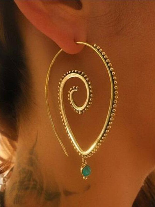 Vintage Retro Alloy Hollow Earrings Accessories