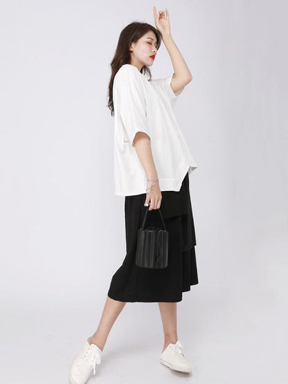 Casual Cropped Split-front T-shirt