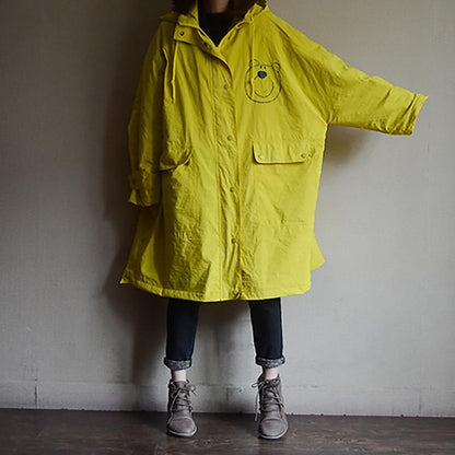 Cartoon Print Hoodies Loose Women Coat