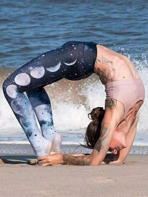Moon Printed Wrap Fashion Yoga Leggings