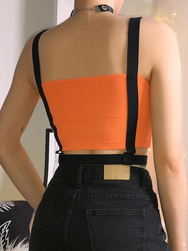 Punk Contrast Color Letters Printed Vest Top