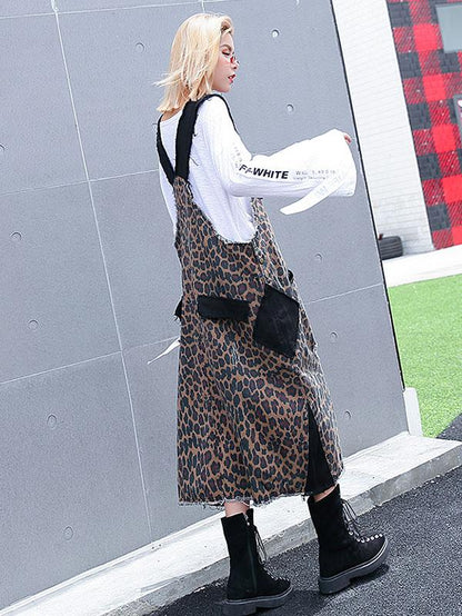 Loose Leopard Braces Dress