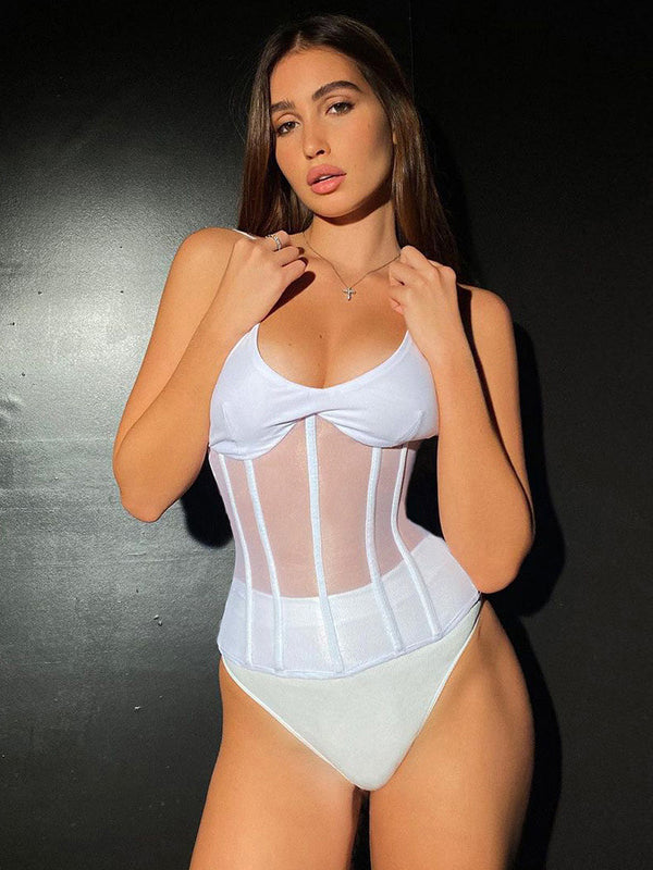 Sexy Wrap Mesh See-Through Vest Top