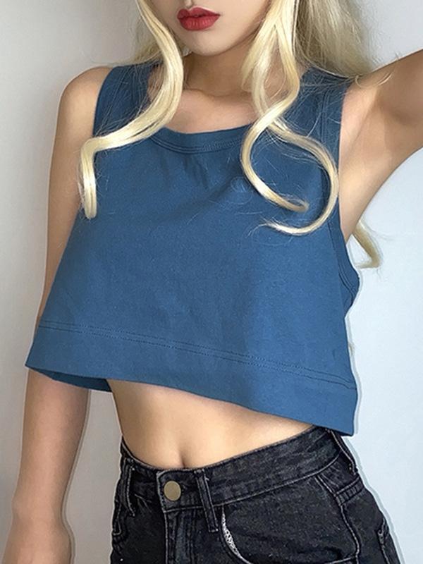 Casual Loose Solid Color Sports Tanks