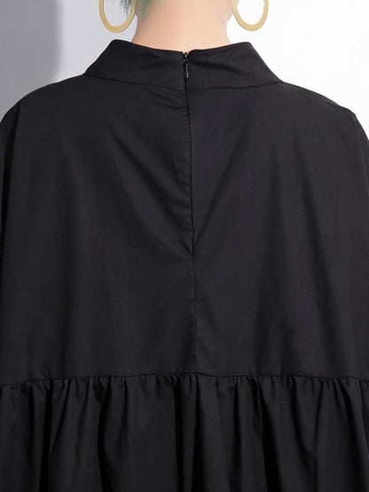 Black Loose High-low Hollow A-line Dress