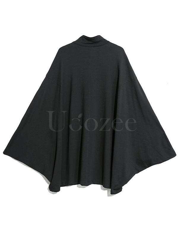 Loose Letter Printed Batwing Sleeves Cropped Cloak