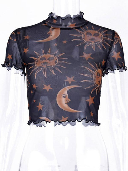 Graphic Crop Short Sleeve Tees