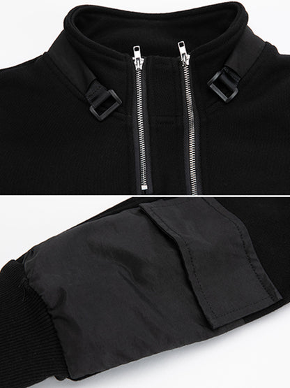 Urban Punk Stand Collar Split-Joint Zipper Sweatshirt