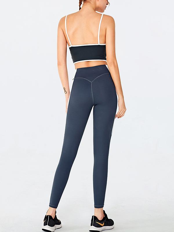 Sexy Spaghetti-Neck Contrast Color Letters Printed Yoga Suits