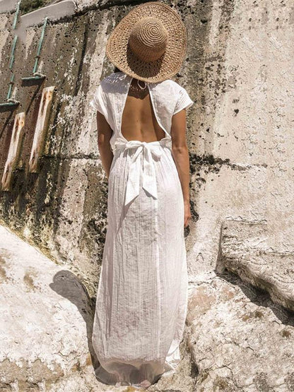 Deep V-neck Backless Empire Beach Cover-ups