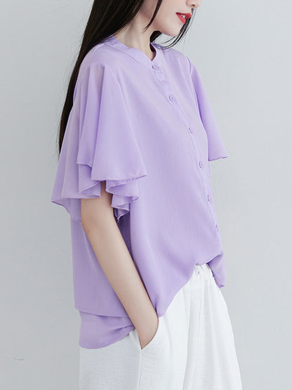 Original 14 Colors Falbala Lapel Blouse Tops