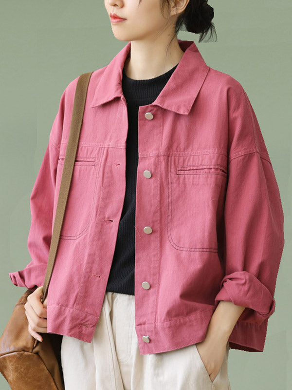 Urban Solid Color Lapel Single Breasted Jacket