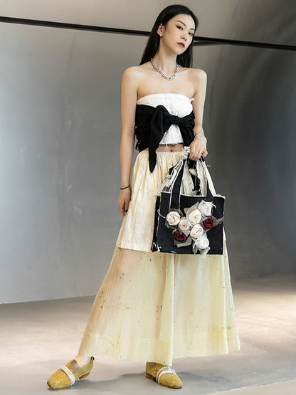 Stylish Split-Joint Pleated Empire Waisted A-Line Loose Skirts