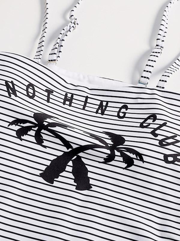 Striped Backless One-Piece Swimsuit