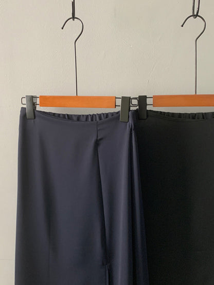 Original Solid Irregularity Split-Side A-Line Skirt