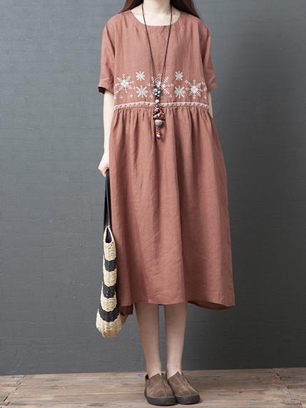 Loose A-line Cotton Long Dress
