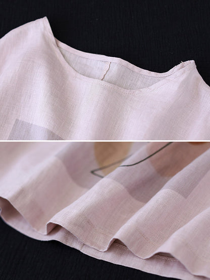 Original Linen Cartoon Printed Short Sleeve T-Shirts Tops