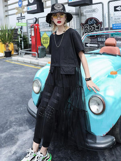 Split-joint  Plus Size Lace T-shirt Top