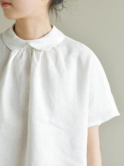 Leisure Solid Lapel Shirt Blouse Tops