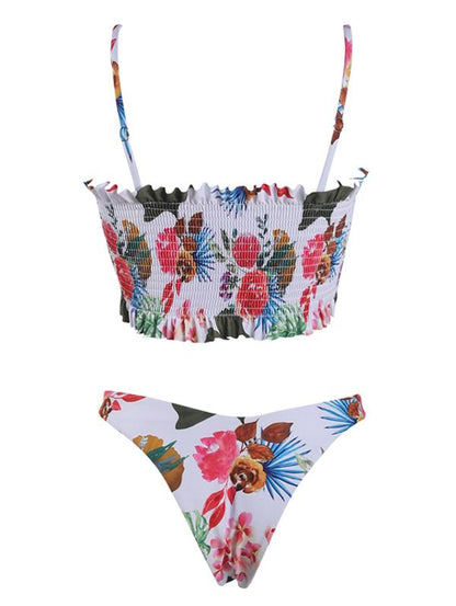Smocked Spaghetti Strap Bikini Set