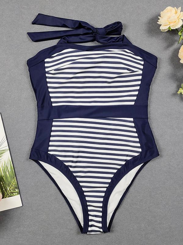 Strapless Splice One-Piece Swimwear