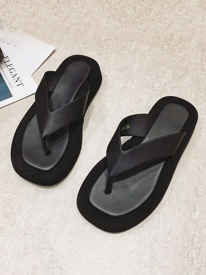 Simple Contrast Color Flip Flops Flatform Slippers