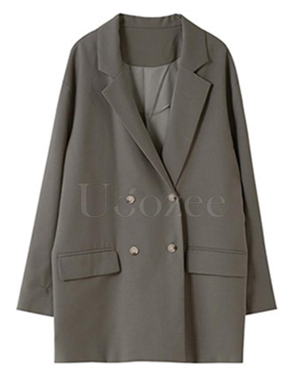 Casual Solid BF Style Suit Outwears