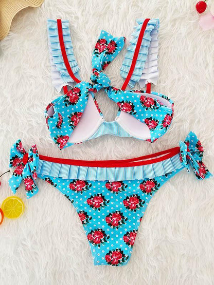 Printed Lace Bikinis Swimwear